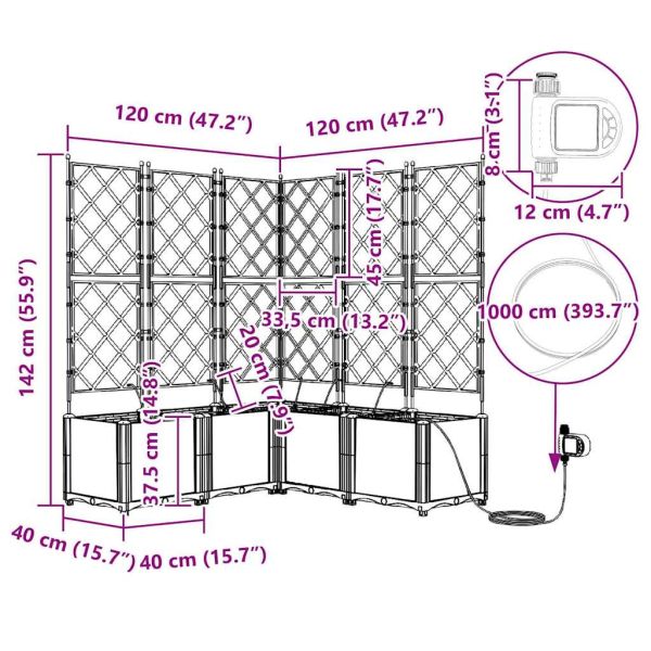 Градинска саксия 5 pcs Бял 120 x 120 x 142 см Пластмаса