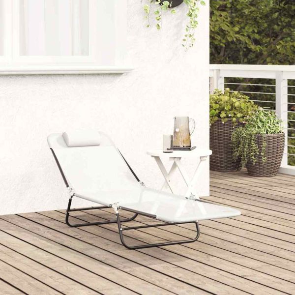 Сгъваем шезлонг Крем 182 x 55 x 85,5 см Textilene