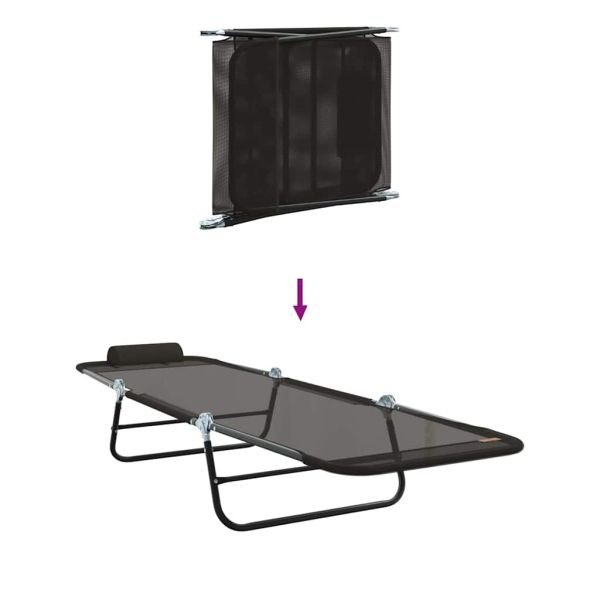 Сгъваем шезлонг Черно 182 x 55 x 85,5 см Textilene
