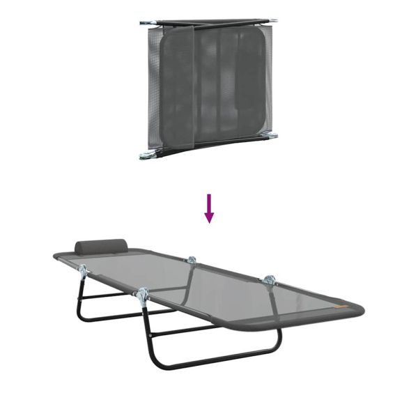Сгъваем шезлонг Сив 182 x 55 x 85,5 см Textilene