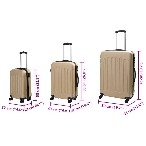 Куфар 3 pcs Шампанско 50 x 31 x 78 см ABS пластмаса