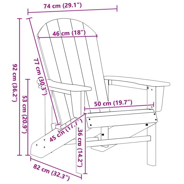 Стол Adirondack Черно 82 х 74 х 92 см HDPE