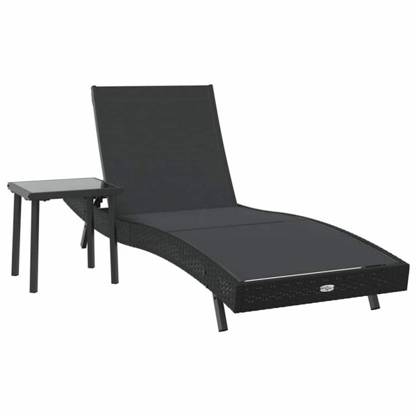 Шезлонг 2 pcs Черно полиратан