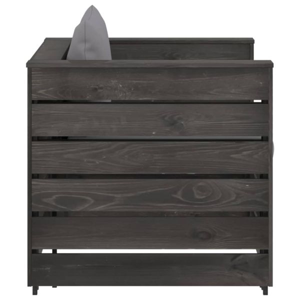 Градински лаундж комплект 2 части възглавници сива импрегнация