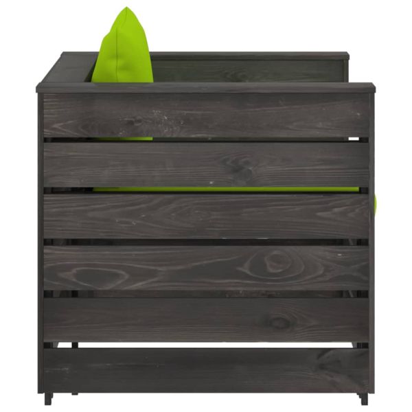 Градински лаундж комплект 2 части възглавници сива импрегнация