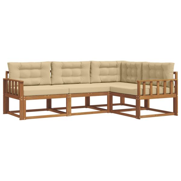 Комплект дивани за открито 4 pcs Натурален и Бежов