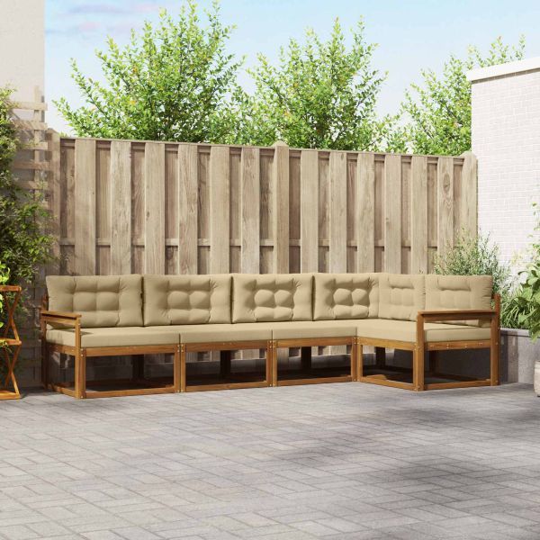 Комплект дивани за открито 5 pcs Натурален и Бежов
