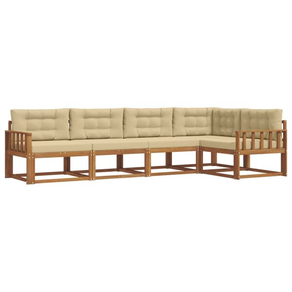 Комплект дивани за открито 5 pcs Натурален и Бежов