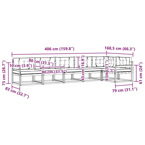 Комплект дивани за открито 6 pcs Натурален и Антрацит