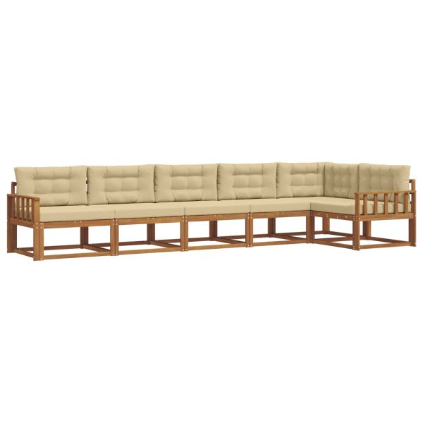 Комплект дивани за открито 6 pcs Натурален и Бежов