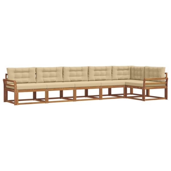 Комплект дивани за открито 6 pcs Натурален и Бежов