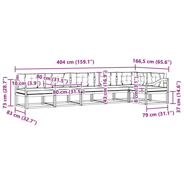 Комплект дивани за открито 6 pcs Натурален и Бежов