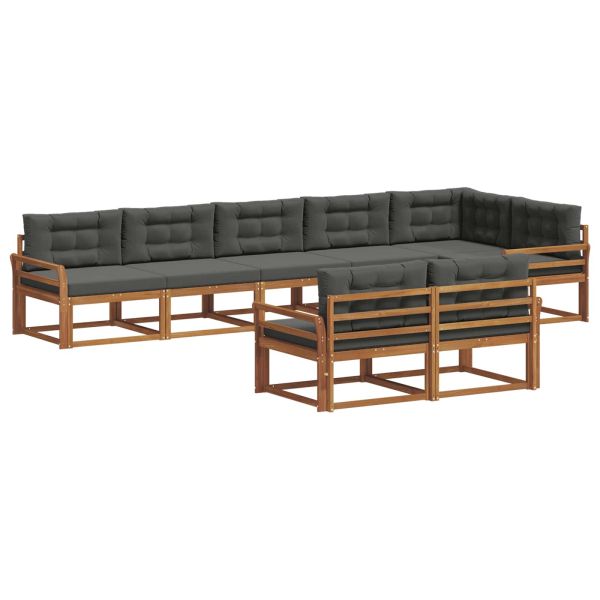 Комплект дивани за открито 8 pcs Натурален и Антрацит
