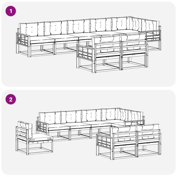 Комплект дивани за открито 8 pcs Естествено и светло сиво