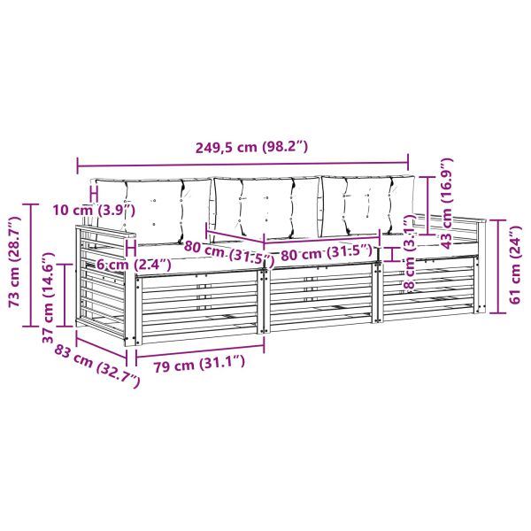 Комплект дивани за открито 3 бр. Натурален и Антрацит