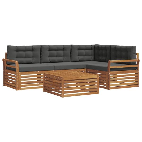 Комплект дивани за открито 5 бр. Натурален и Антрацит