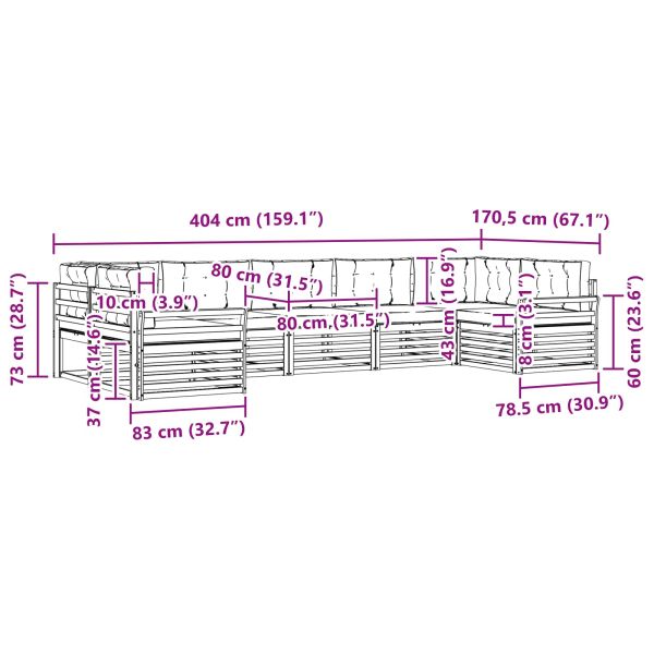 Комплект дивани за открито 7 бр. Натурален и Антрацит