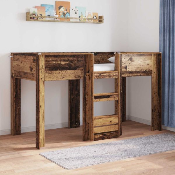 Двуетажно легло за деца Старо дърво 75 x 190 cm