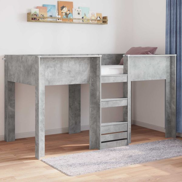 Двуетажно легло за деца Циментено сиво 90 x 190 cm