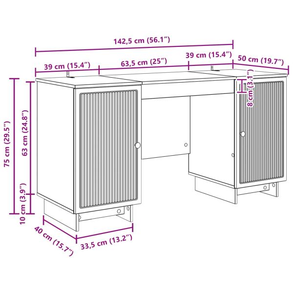 Бюро Старо дърво Инженерна дървесина 142,5 x 50 x 75 см
