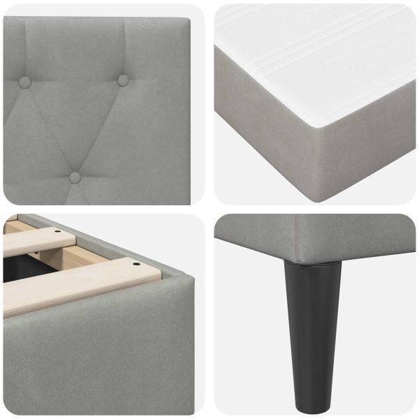 Рамка за легло с матрак Светлосиво 160 x 200 cm Кадифе