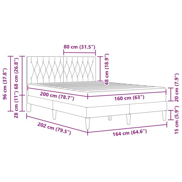Рамка за легло с матрак Светлосиво 160 x 200 cm Кадифе