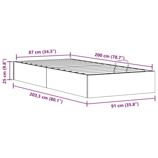 Отоман легло рамка с хранилище Натурално 90 x 200 cm
