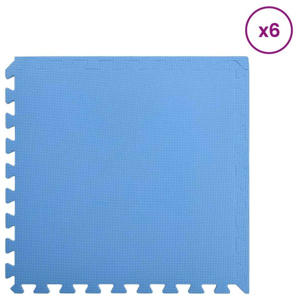 Мат за под басейн 6 pcs Синьо 2,16 ㎡ EVA Пяна