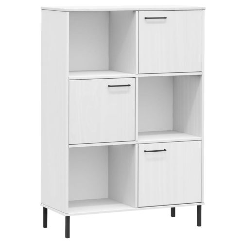 Библиотека с метални крака бяла 90x35x128,5 см дърво масив OSLO