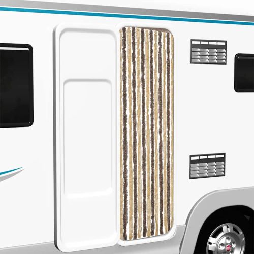 Ресни за врата против мухи, кафяво и бежово, 56x185 см, шенил