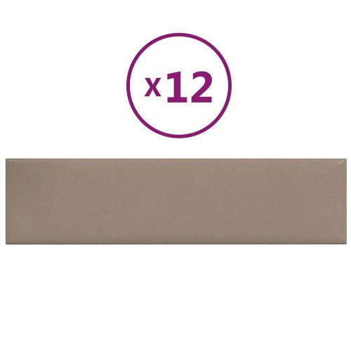 Стенно табло за легло 12 pcs Капучино 60 x 15 cm текстил