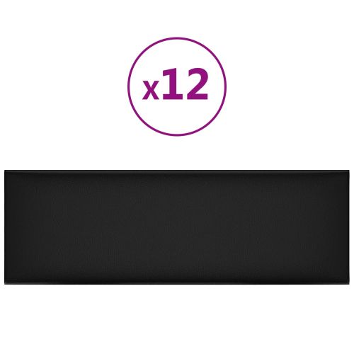 Стенно табло за легло 12 бр. 90 x 30 cm Черен текстил