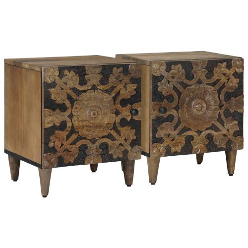 Нощен шкаф 2 pcs Кафяво 40 x 33,5 x 46 см Солидно мангово дърво