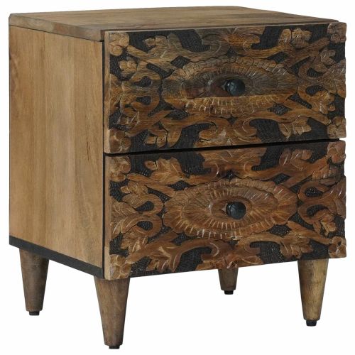 Нощен шкаф Кафяво 40 x 33,5 x 46 см Солидно мангово дърво