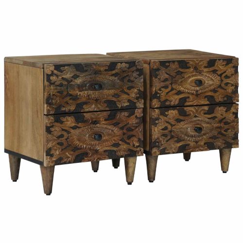 Нощен шкаф 2 pcs Кафяво 40 x 33,5 x 46 см Солидно мангово дърво