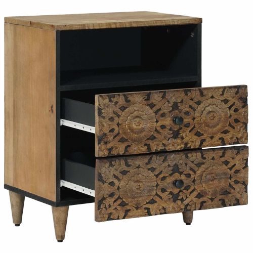 Леглов шкаф Кафяво 50 x 33 x 60 см Солидно мангово дърво