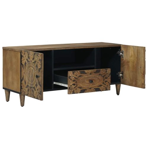 ТВ шкаф с врата Кафяво 105 x 33,5 x 46 см Солидно мангово дърво