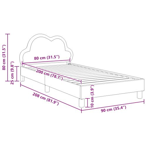 Легло за деца с табла Розово 80 x 200 cm PU