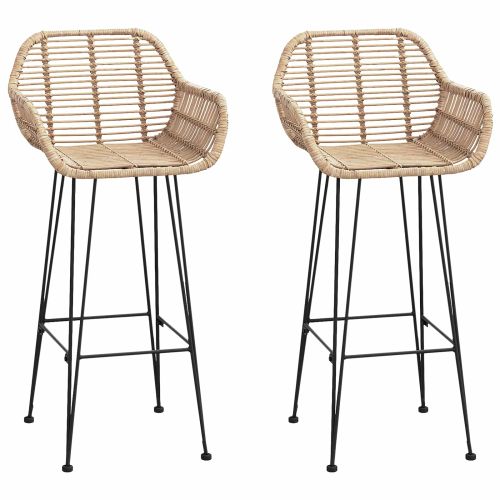 Бар стол 2 pcs Естествен 55 x 52 x 105 см Раци и желязо