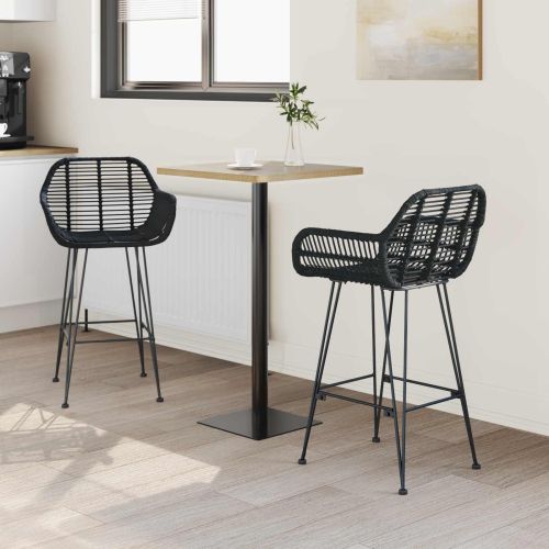 Бар стол 2 pcs Черно 55 x 52 x 92 см Раци и желязо