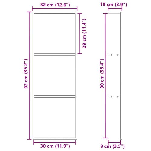 Нишата за душ Черен 92 x 32 x 10 см Неръждаема стомана