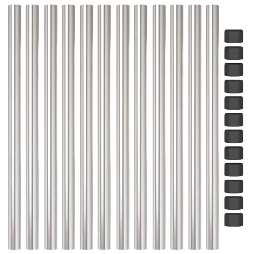 Стълб за ограда. 12 pcs Сребрист 60 cm Прахово покритие стомана