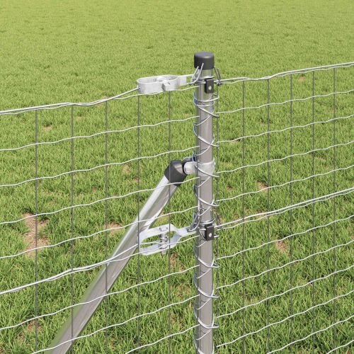 Стълб за ограда. 12 pcs Сребрист 70 cm Прахово покритие стомана