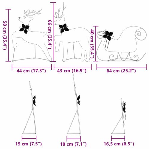 LED елени 3 pcs Топло бяло текстил