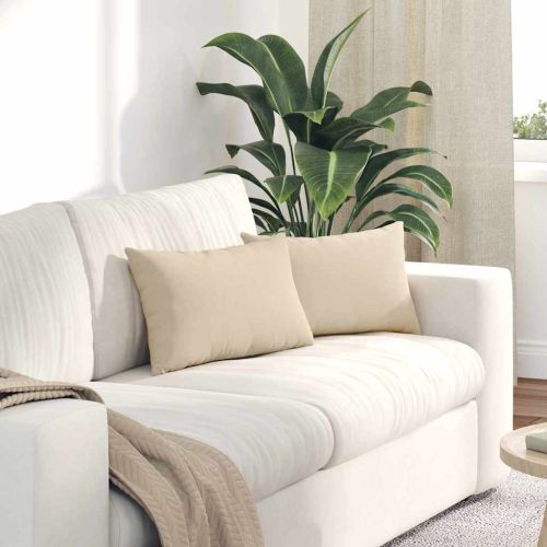 Диван възглавници 2 pcs Крем 50 x 30 cm текстил