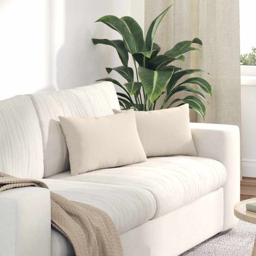 Диван възглавници 2 pcs Бежово 50 x 30 cm текстил