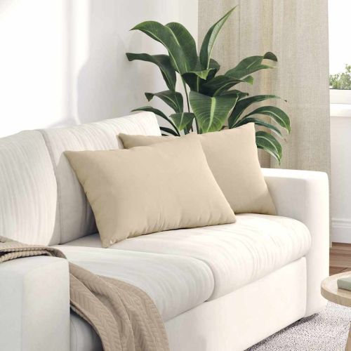 Диван възглавници 2 pcs Крем 60 x 40 cm текстил
