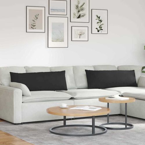 Диван възглавници 2 pcs Черно 120 x 40 cm текстил