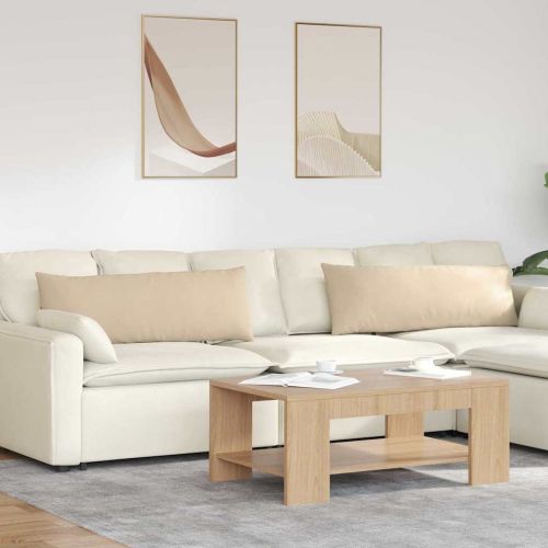 Диван възглавници 2 pcs Крем 120 x 40 cm текстил