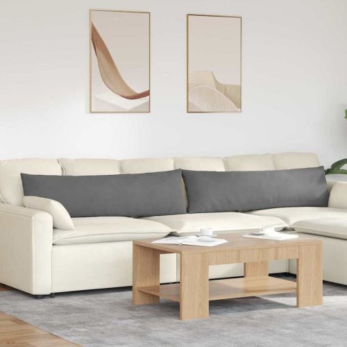 Диван възглавници 2 pcs Тъмен сив 145 x 40 см текстил